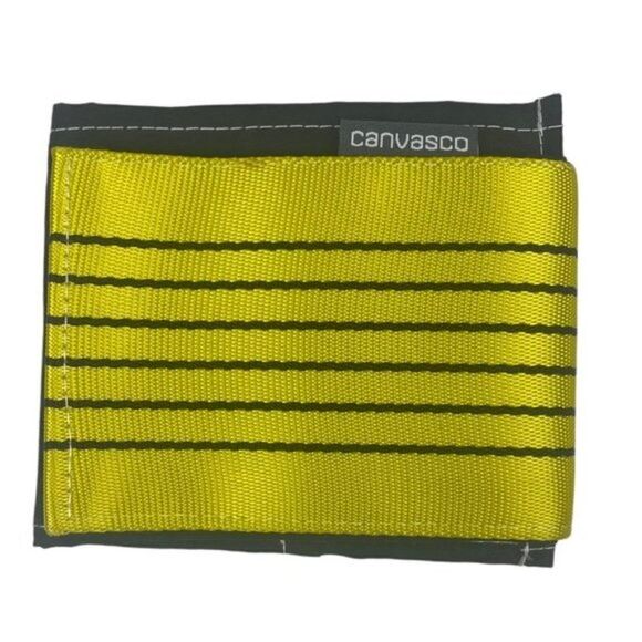 Canvasco cash Men's Black Yellow Striped Trifold Recycled Sail Wallet OS - Picture 1 of 11